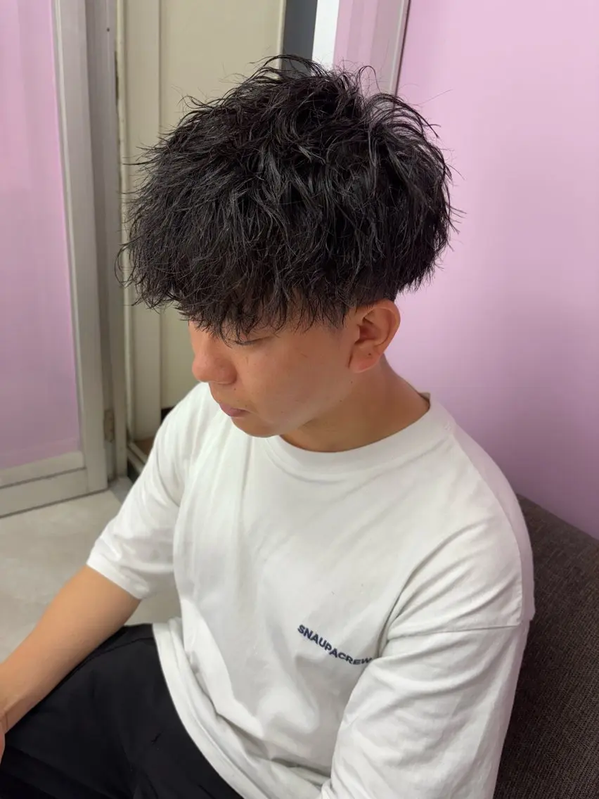 ショート パーマ メンズ くせ毛 カット パーマ AVANCE.難波 店長 松元のヘアスタイル