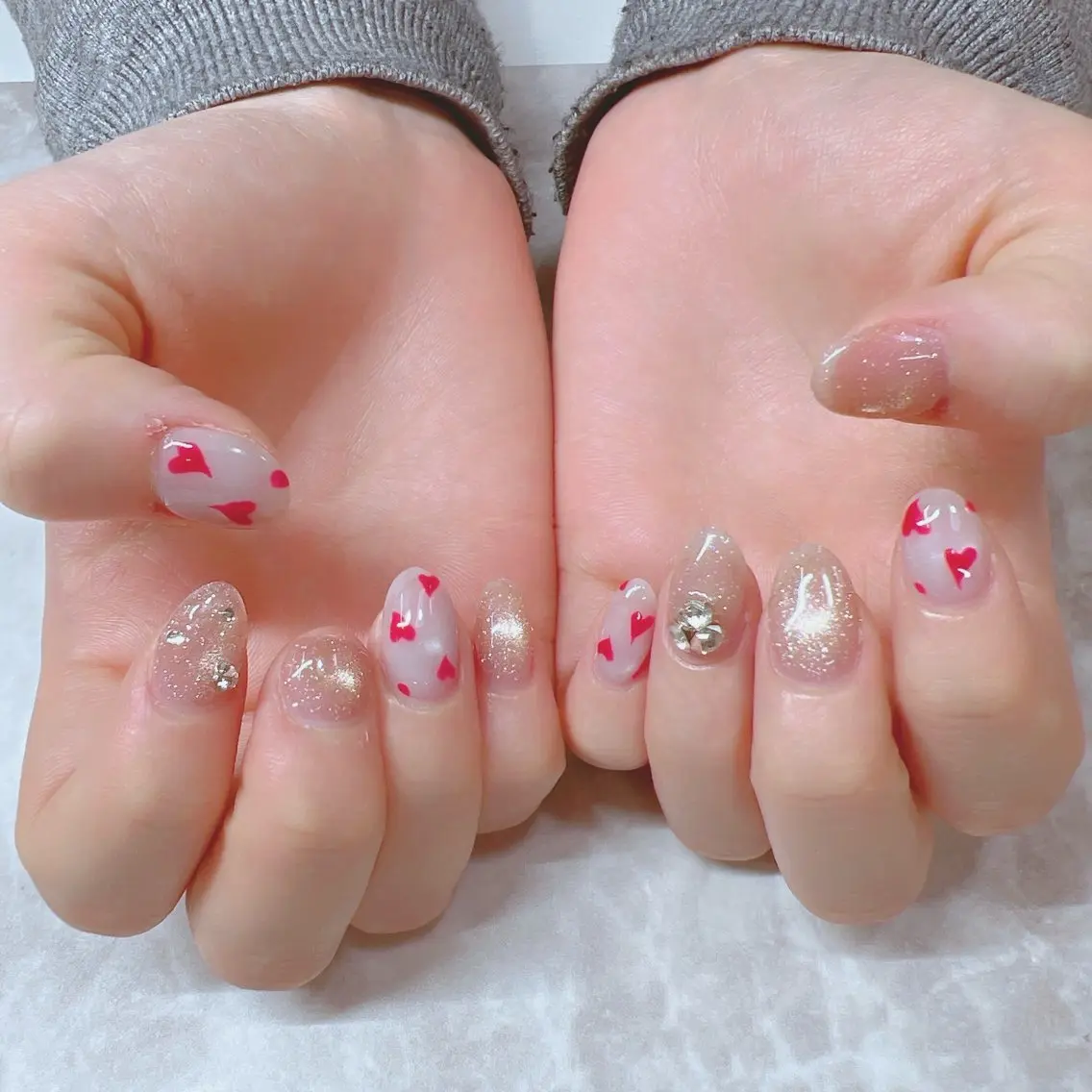 ネイル ハート 持ち込み ハンドネイル Chipi Neneのネイルデザイン