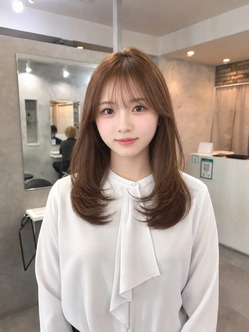 ロング カラー ベージュカラー ブリーチ ダブルカラー ブリーチなしカラー カット ヘアカラー トリートメント YUMEKA🧸 レイヤーカット♡のヘアスタイル