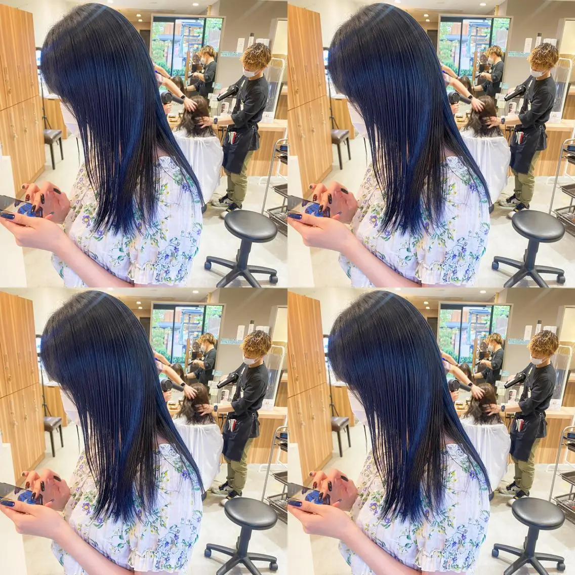 ミディアム カラー ヘアアレンジ ブルーカラー ネイビーカラー カット ヘアカラー 竹内啓太 ボブのヘアスタイル