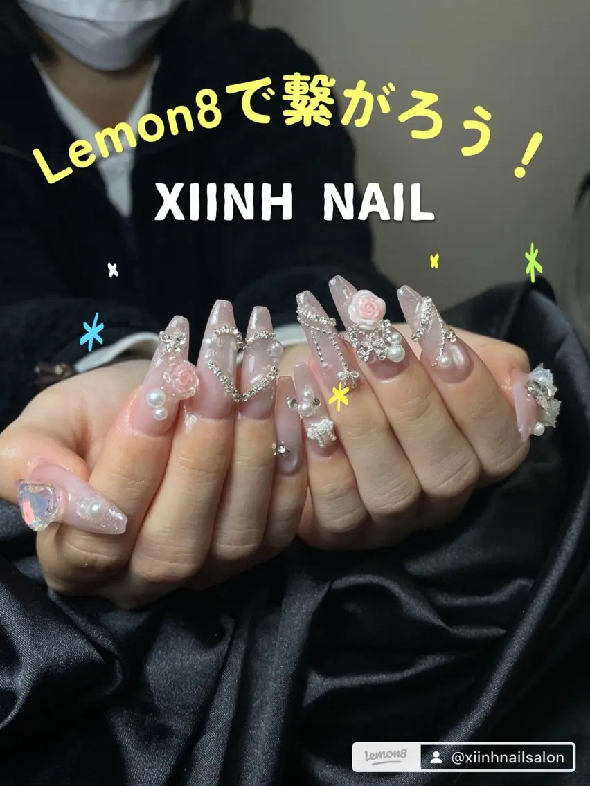 ネイル ブラウン チークネイル 桜ネイル 長さ出し フットネイル ハンドネイル XIINH NAIL SALONのネイルデザイン