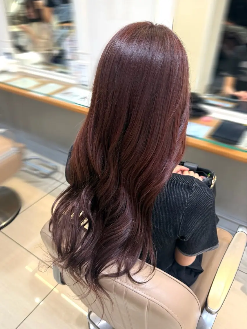 ロング カラー ピンクカラー ヘアカラー トリートメント 🍒 あゆね🍒/艶カラーのヘアスタイル