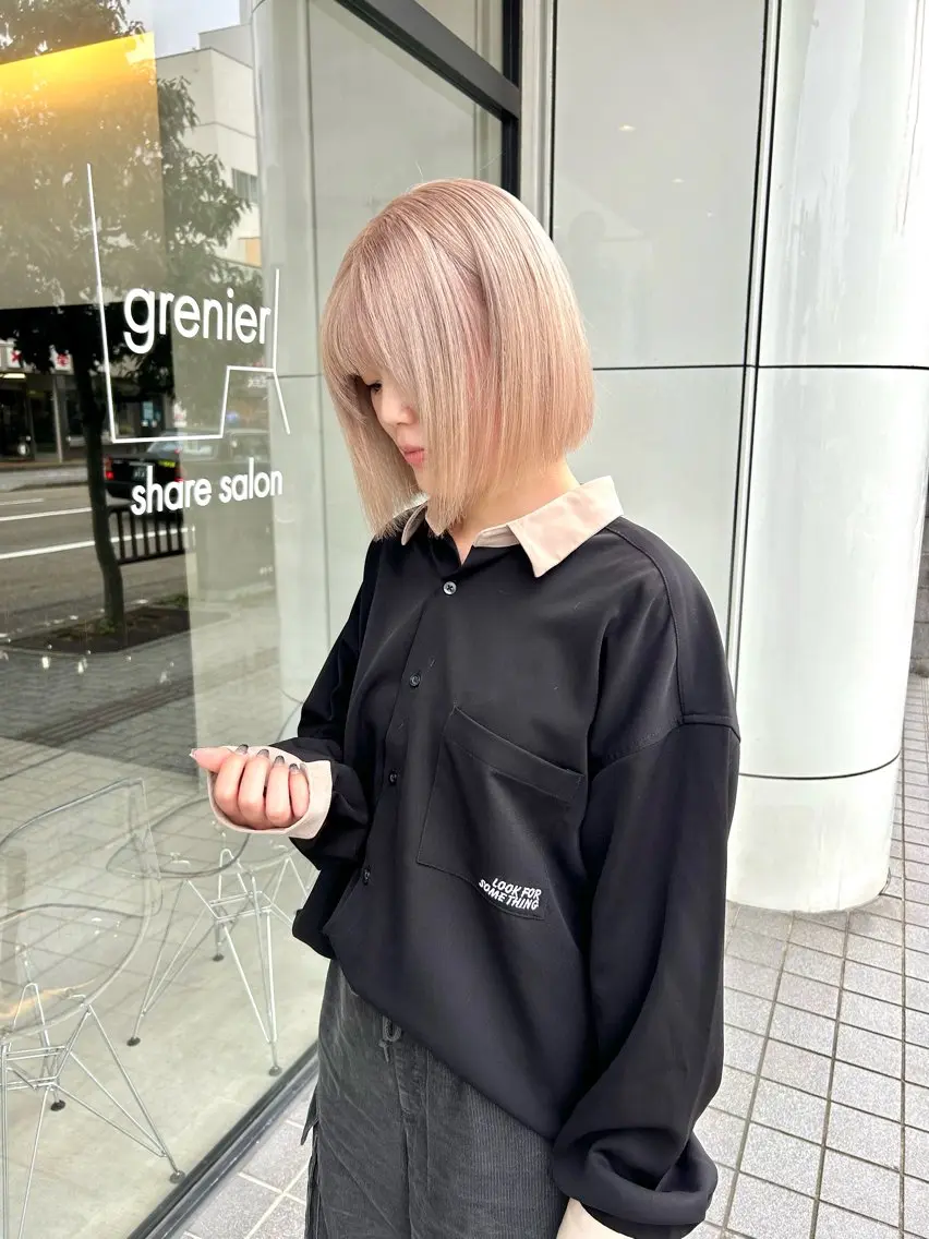 ミディアム カラー カット ヘアカラー トリートメント 一ノ瀬 暁のヘアスタイル