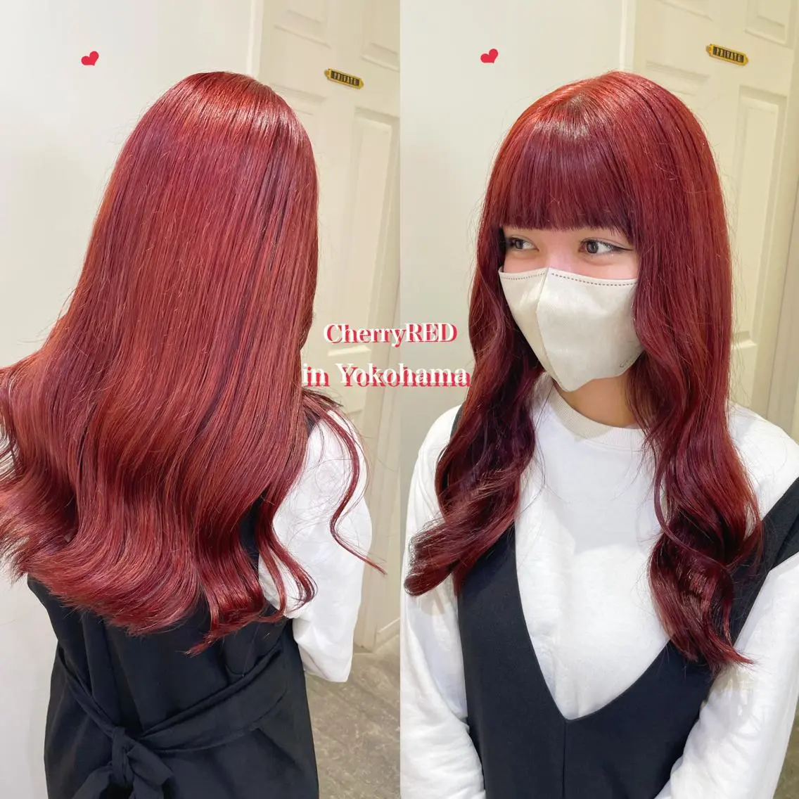 ロング カラー ブリーチ レッドカラー ヘアカラー シールエクステ横浜 🐏☁️miminaのヘアスタイル