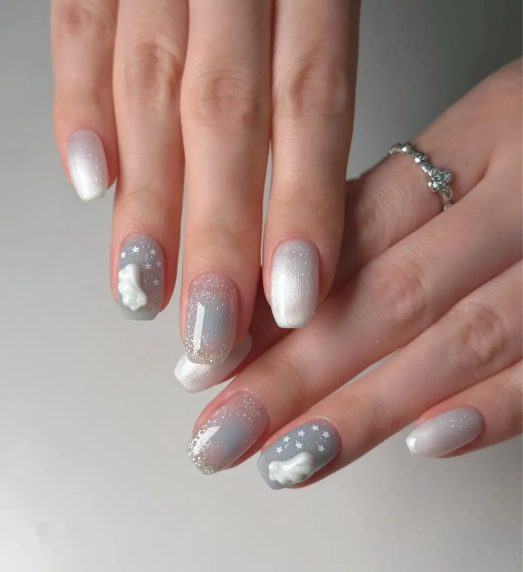 ネイル ハンドネイル 🎀PG🩵 ネイルサロンのネイルデザイン