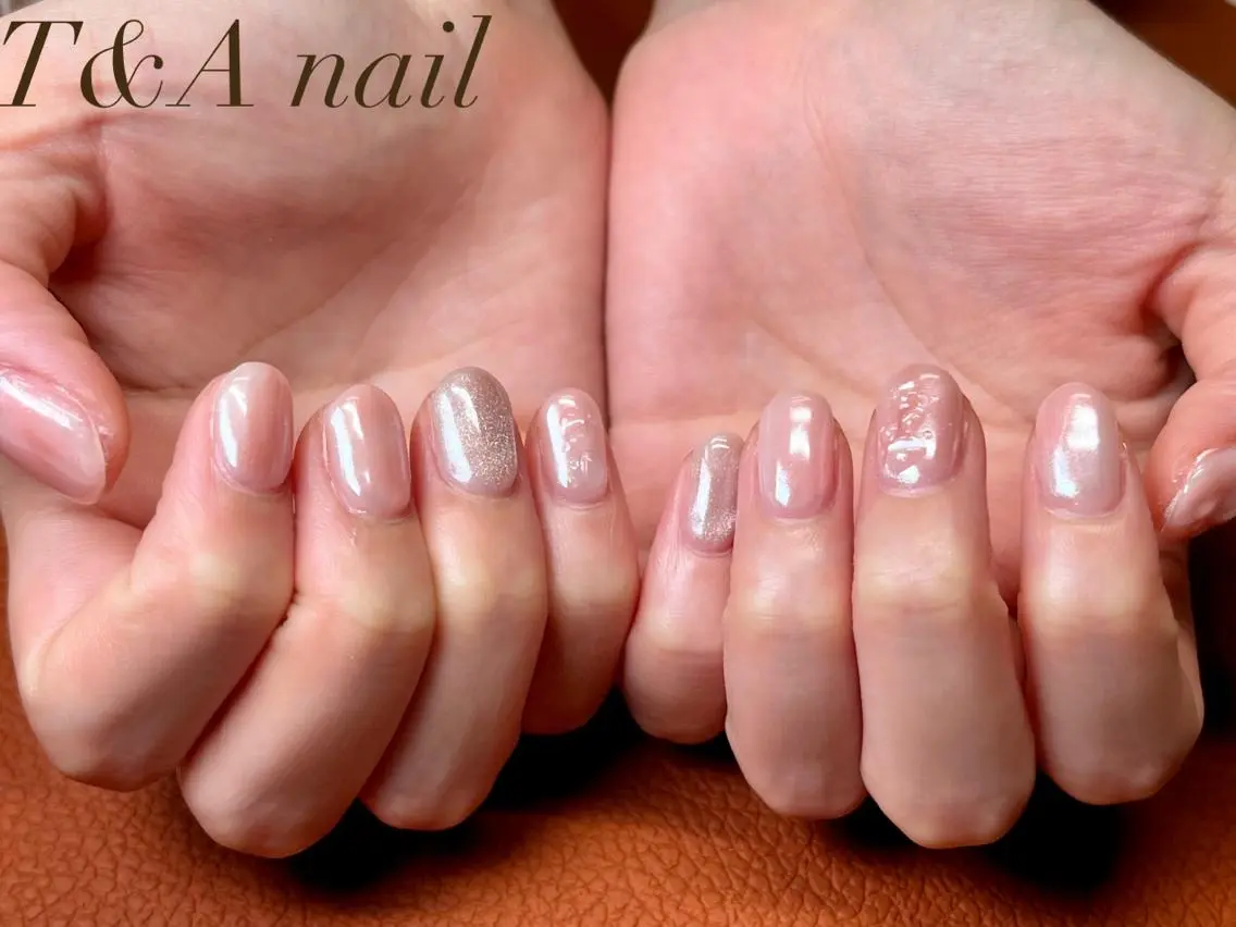 ミディアム ネイル 長さ出し ジェルネイル ニュアンスネイル スカルプネイル シンプルネイル T&A nailのネイルデザイン