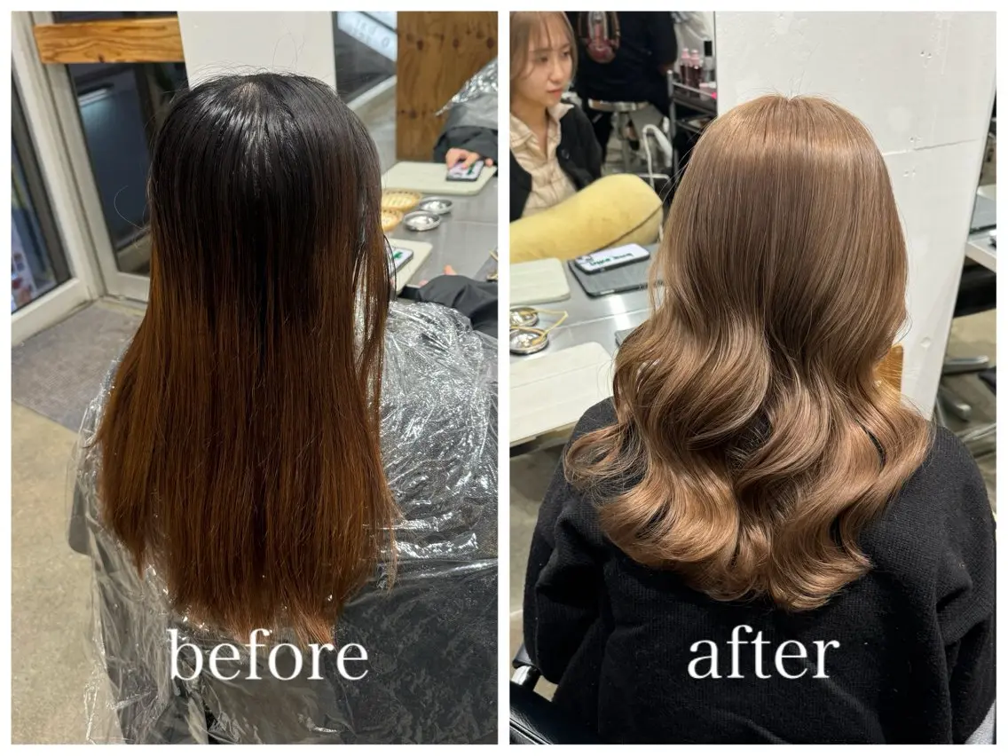 セミロング カラー ブリーチ 新宿 似合わせカラー HINAのヘアスタイル