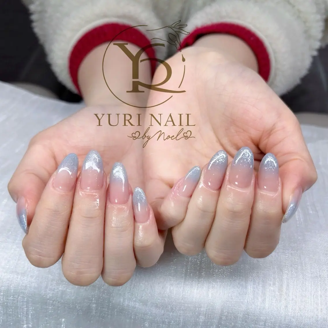 ネイル チークネイル フットネイル フレンチネイル 韓国ネイル 水色 ハンドネイル フットネイル ハンドケア YURI Nail NARITAのネイルデザイン