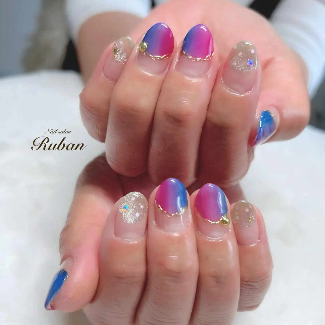 ネイル グラデーション マグネットネイル ミラーネイル Nail salon Rubanのネイルデザイン