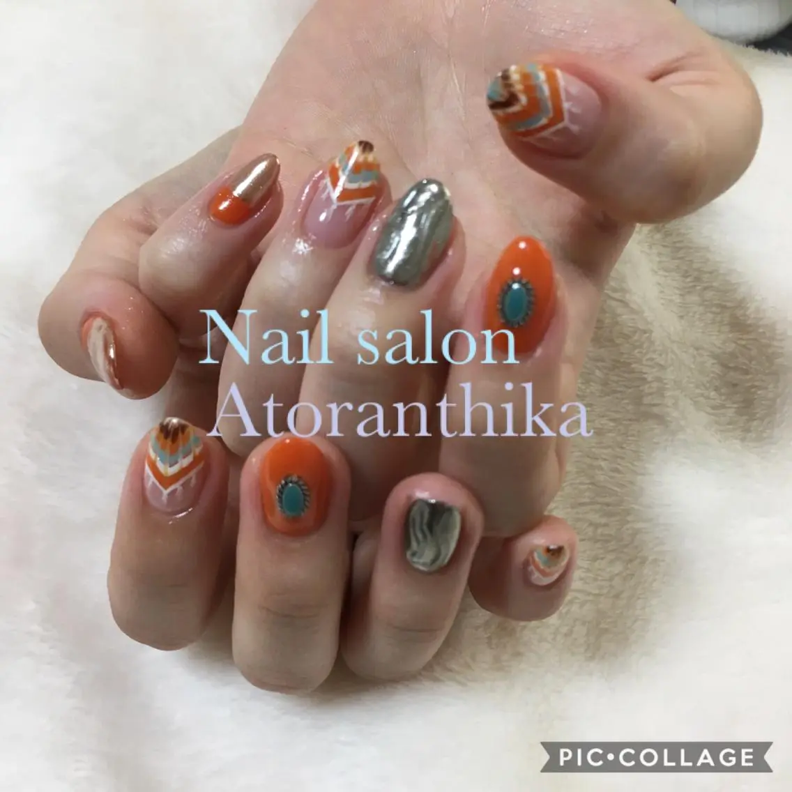 ネイル ラメ(グリッター) ピーコックネイル ハンドネイル Nail salon ✩ アトランティカのネイルデザイン
