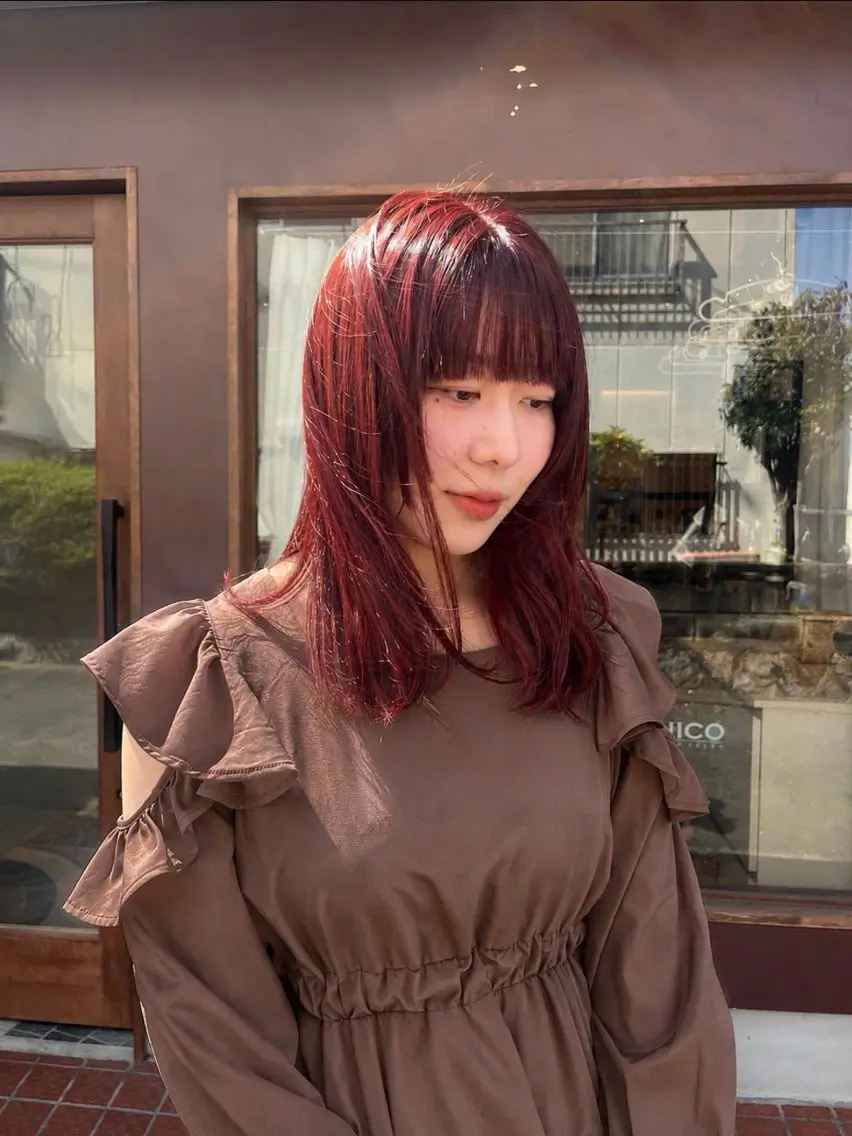 ミディアム カラー レッドカラー ヘアカラー トリートメント 北浦 美佑のヘアスタイル