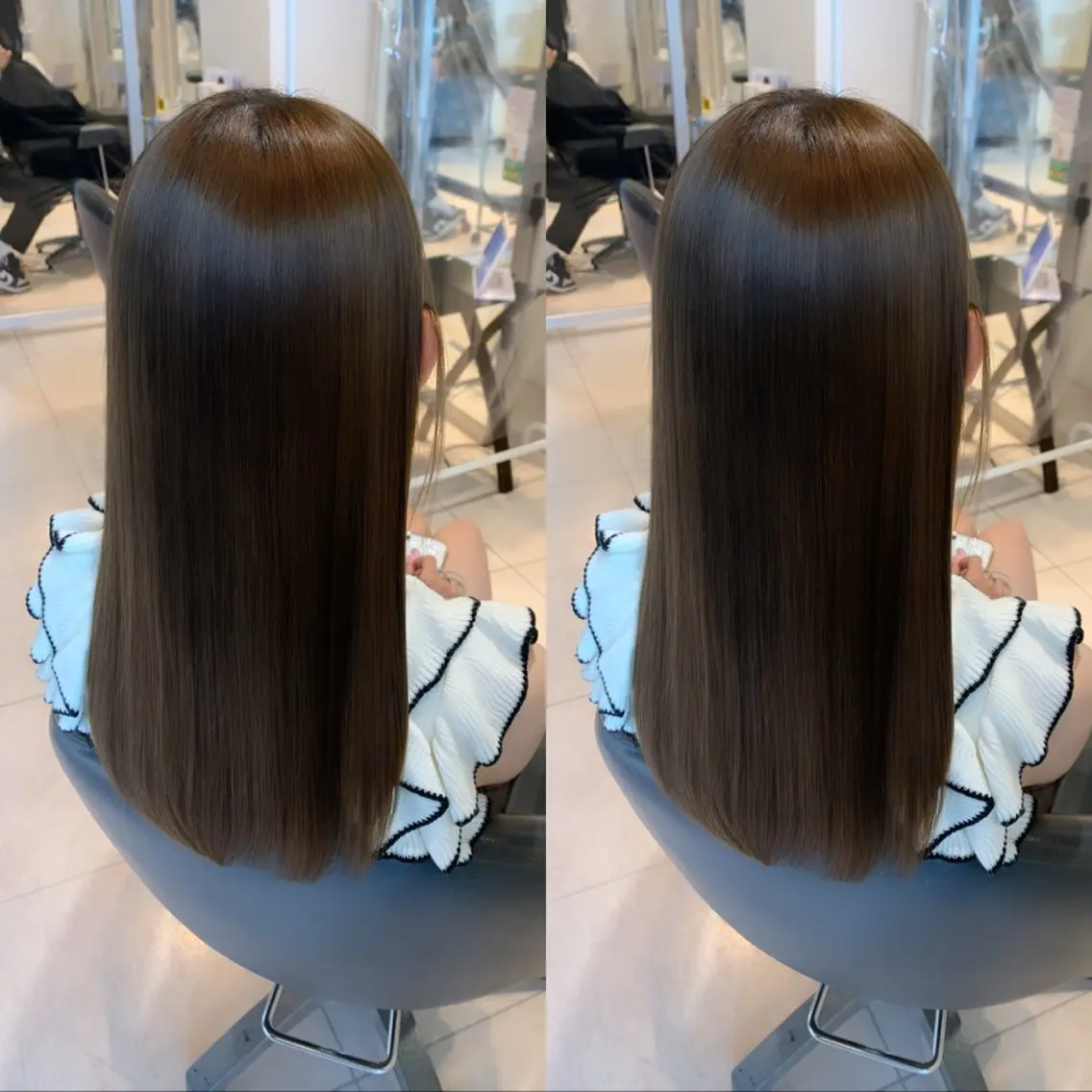 ロング カラー パーマ アッシュ 黒髪 ブルーカラー ブルーブラック オリーブカラー 👑松山ストレート/ メンズヘア/龍仁👑のヘアスタイル