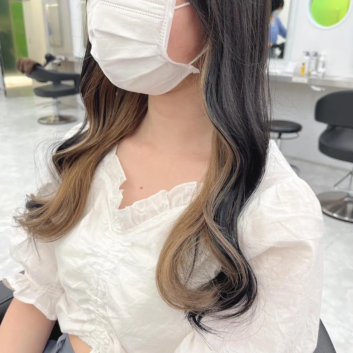ロング ヘアカラー トリートメント ヘッドスパ 🍒韓国暖色ヘア NO.1🍒🪽のヘアスタイル