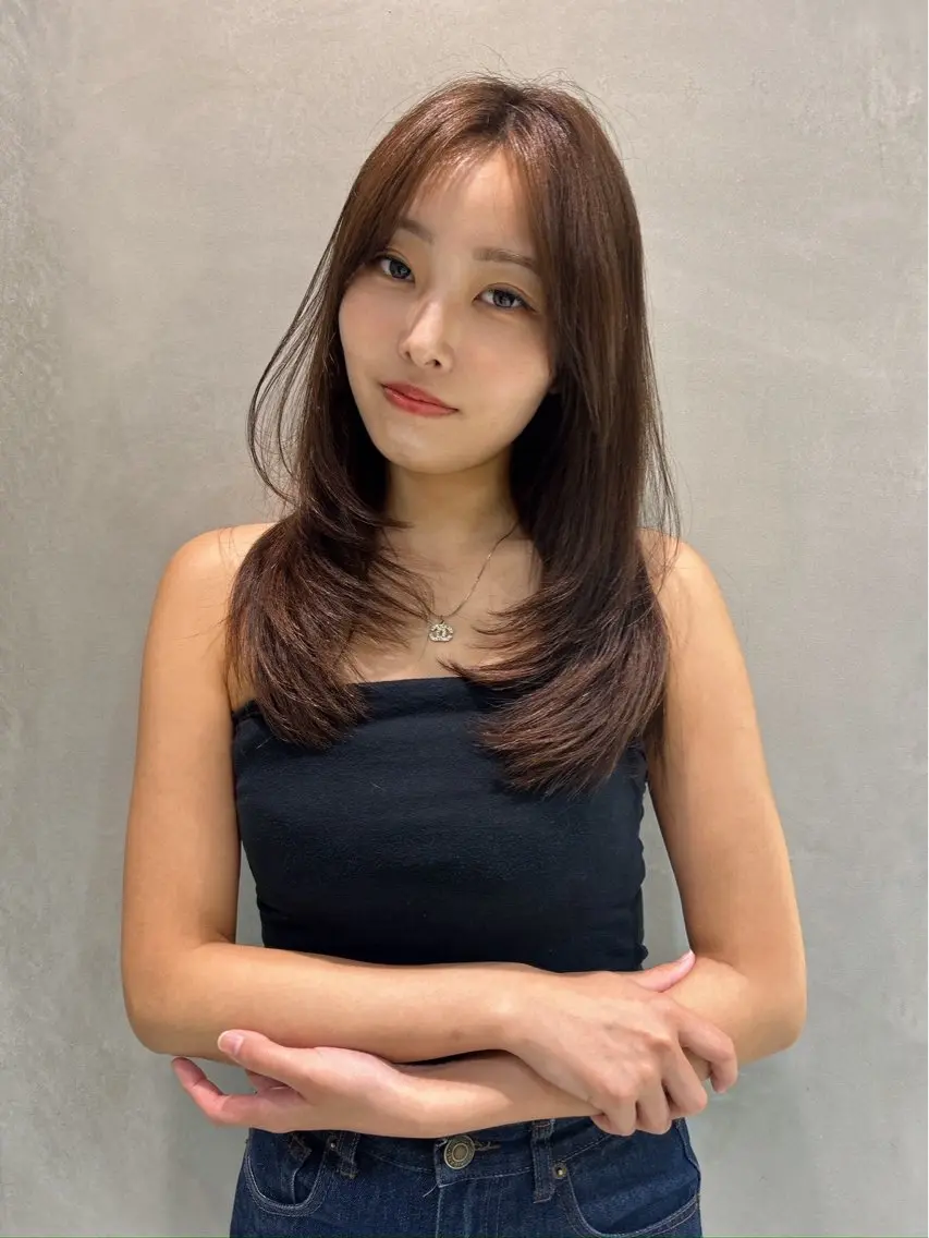 ロング カット ヘアカラー トリートメント さくら/似合わせレ イヤー/艶カラー🖤のヘアスタイル
