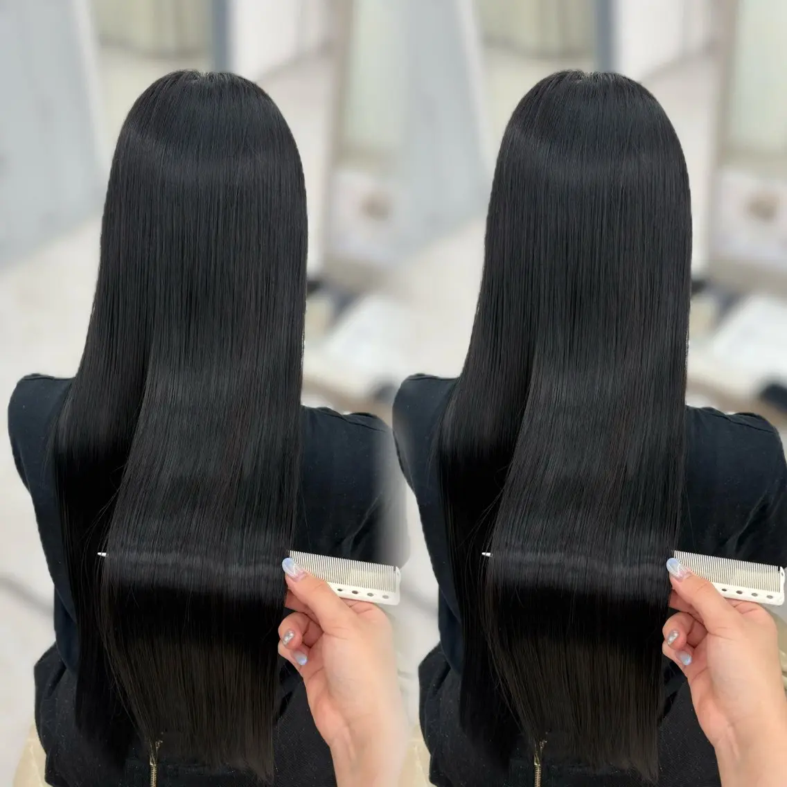 カラー 黒髪 ブルーカラー ブルーブラック 透明感カラー 髪質改善 ヘアカラー カラー・髪質改善🫧 COCO  ほのかのヘアスタイル