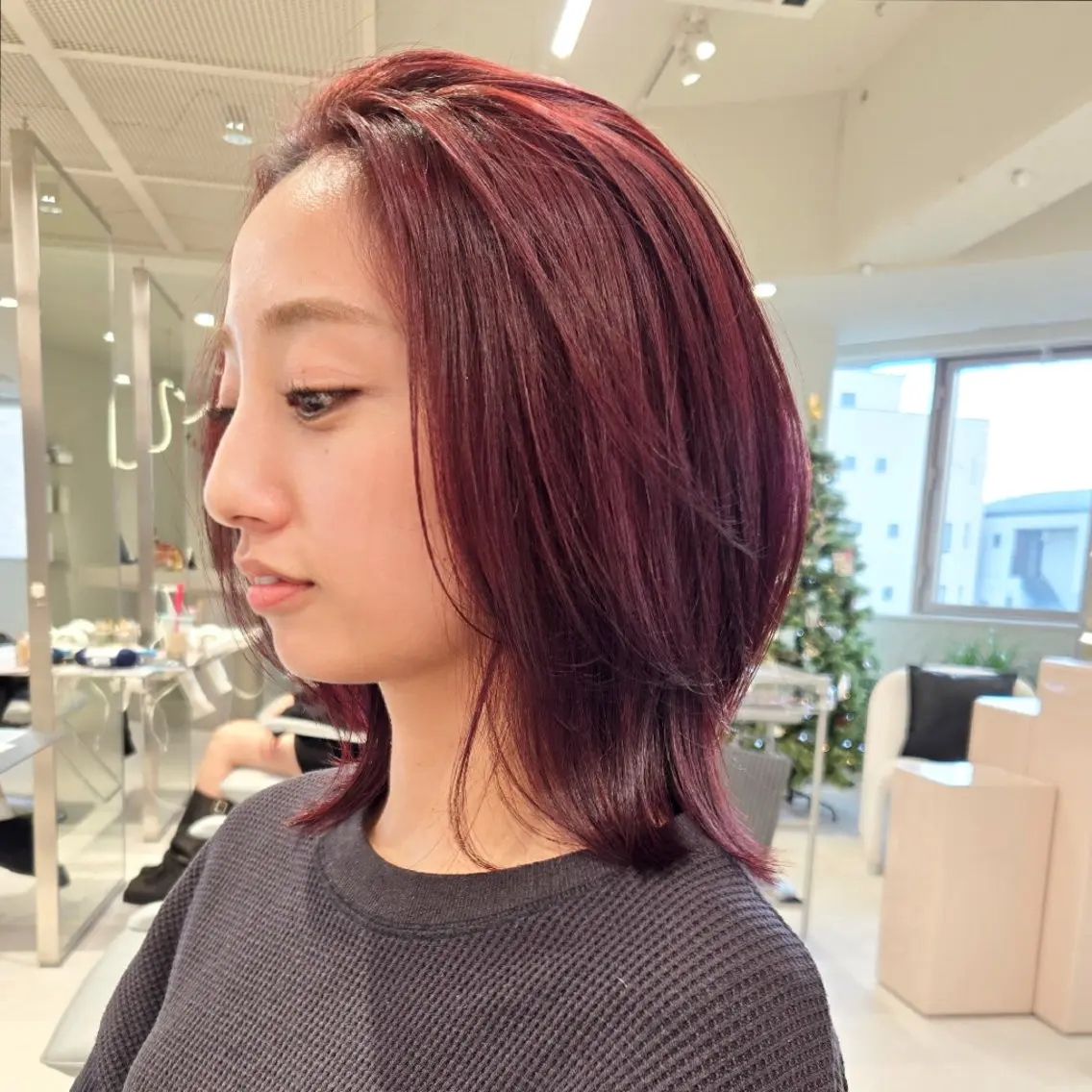 カラー ブリーチ ブリーチなしカラー レッドカラー ボブ カット ヘアカラー miho🌜️🎀 KEEN立川店のヘアスタイル