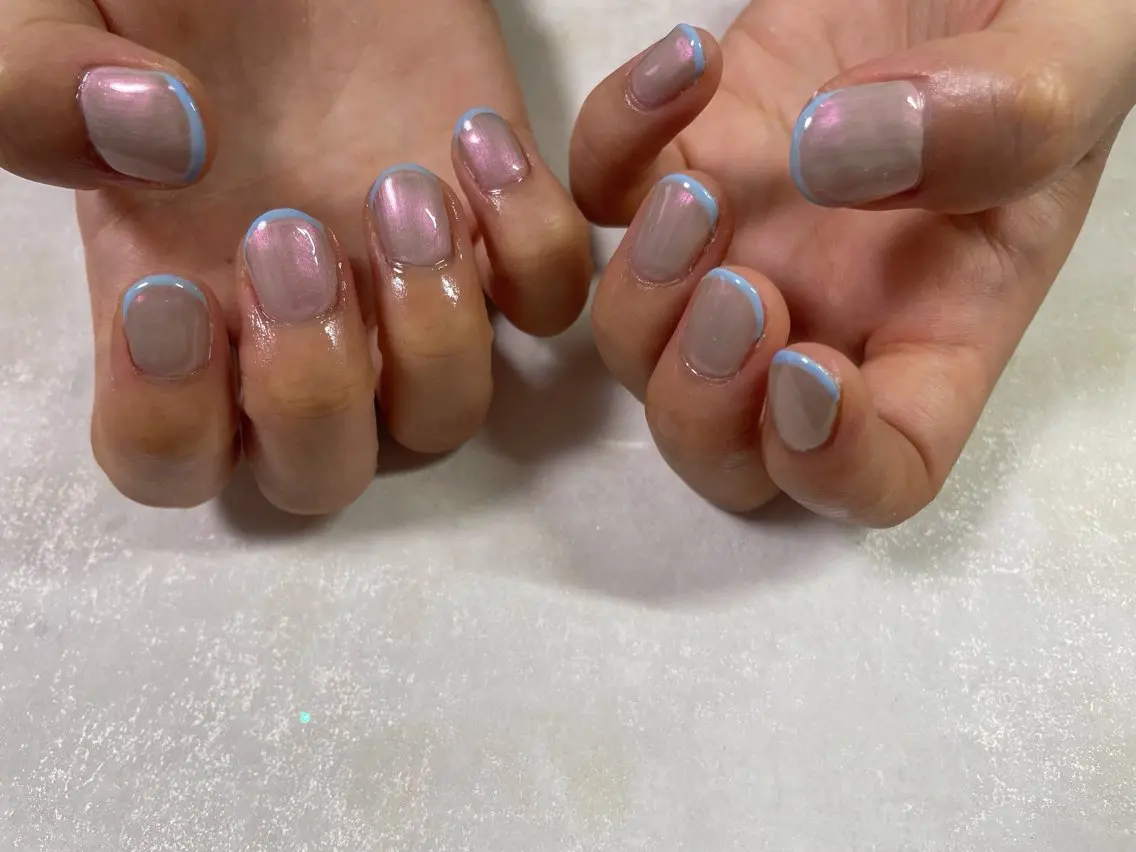 ネイル フレンチネイル ジェルネイル 韓国ネイル メンズネイル パラジェル ハンドネイル kiki nail &brow二子玉川のネイルデザイン