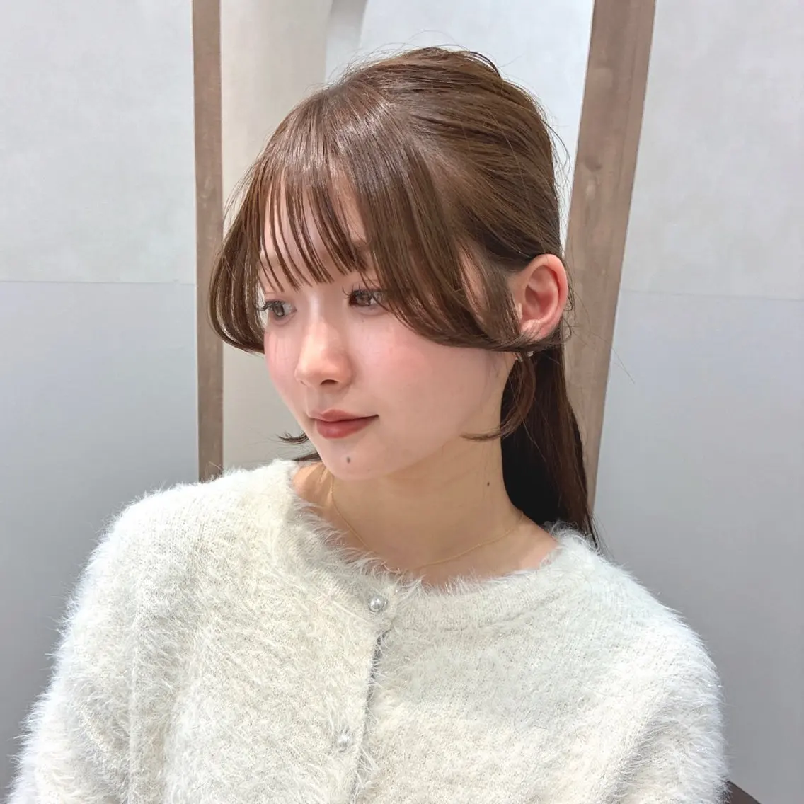 セミロング 顔まわりレイヤー 顔周りカット レイヤーカット カット ヘアカラー 森 隆秀/韓国ヘアのヘアスタイル