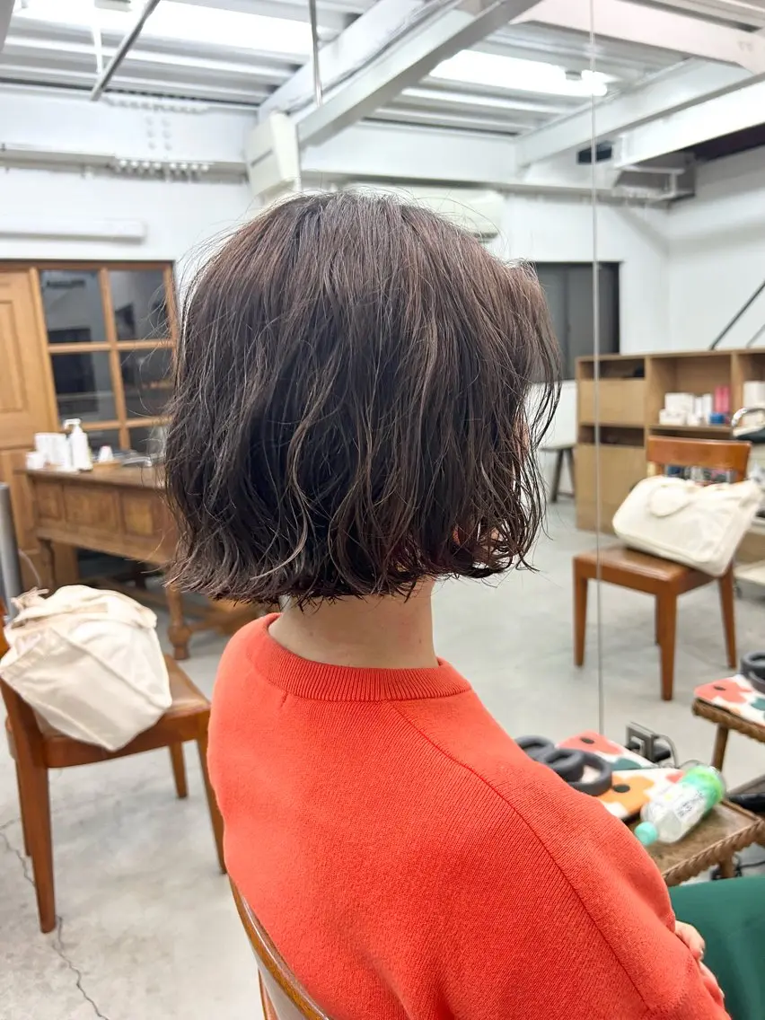 ミディアム パーマ ミディアムパーマ ボブ カット パーマ キノシタナナコ /渋谷/ボブのヘアスタイル