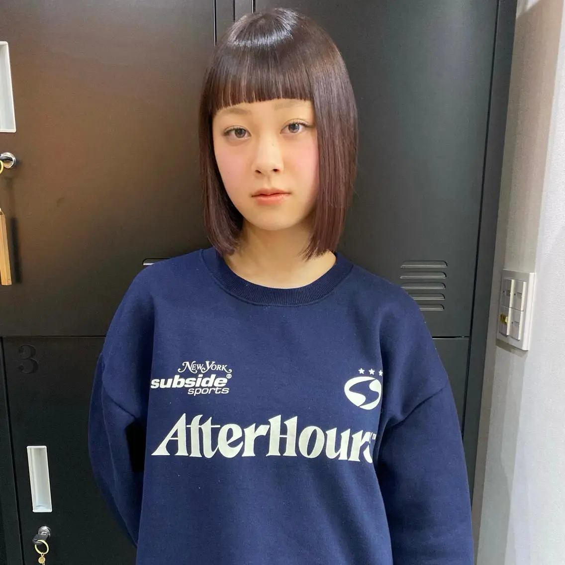 ミディアム カラー ブラウンカラー ピンクカラー ピンクブラウン ダウンパーマ 【sity.ザイク】のヘアスタイル