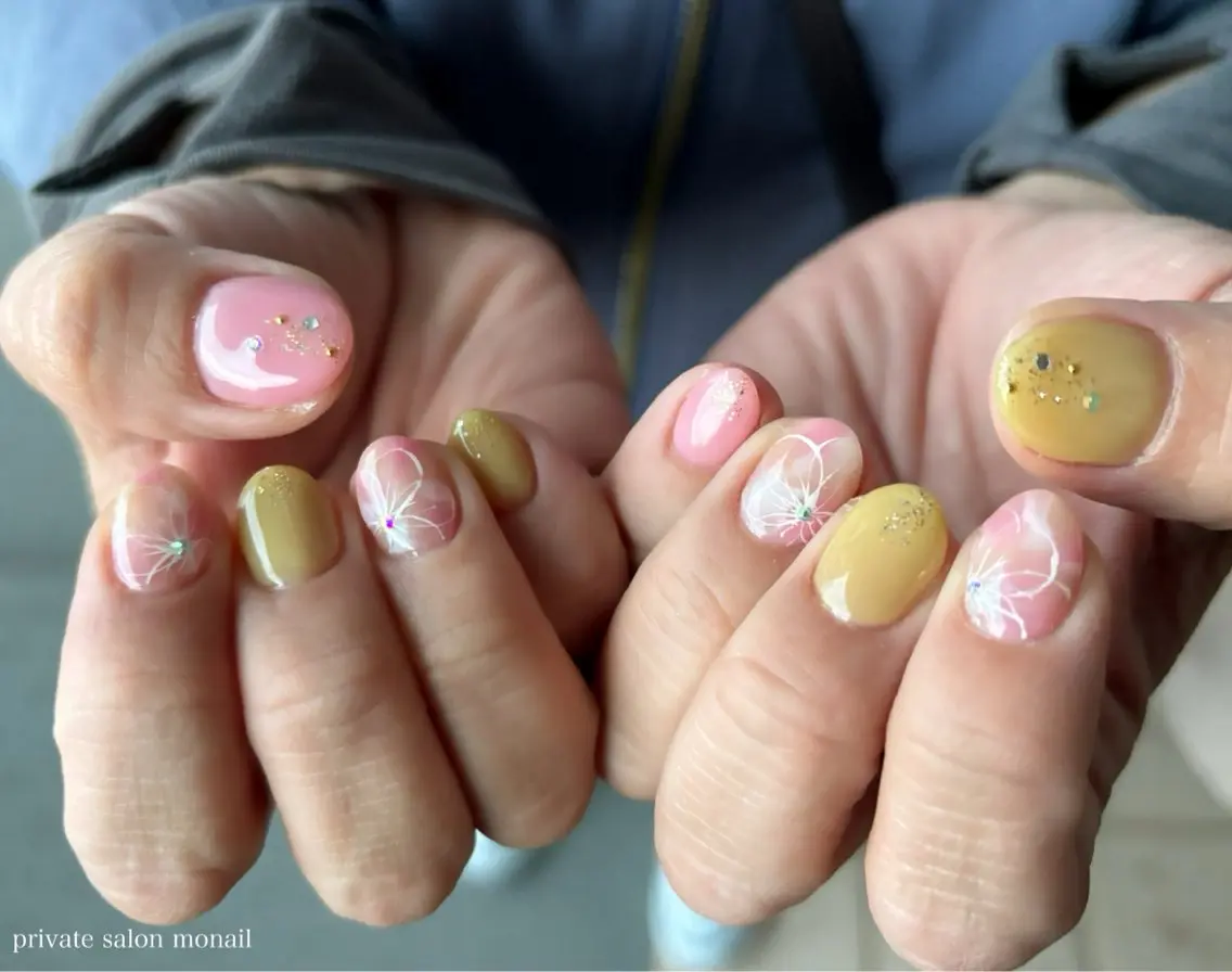 ネイル 春ネイル ハンドネイル nail salon monailのネイルデザイン