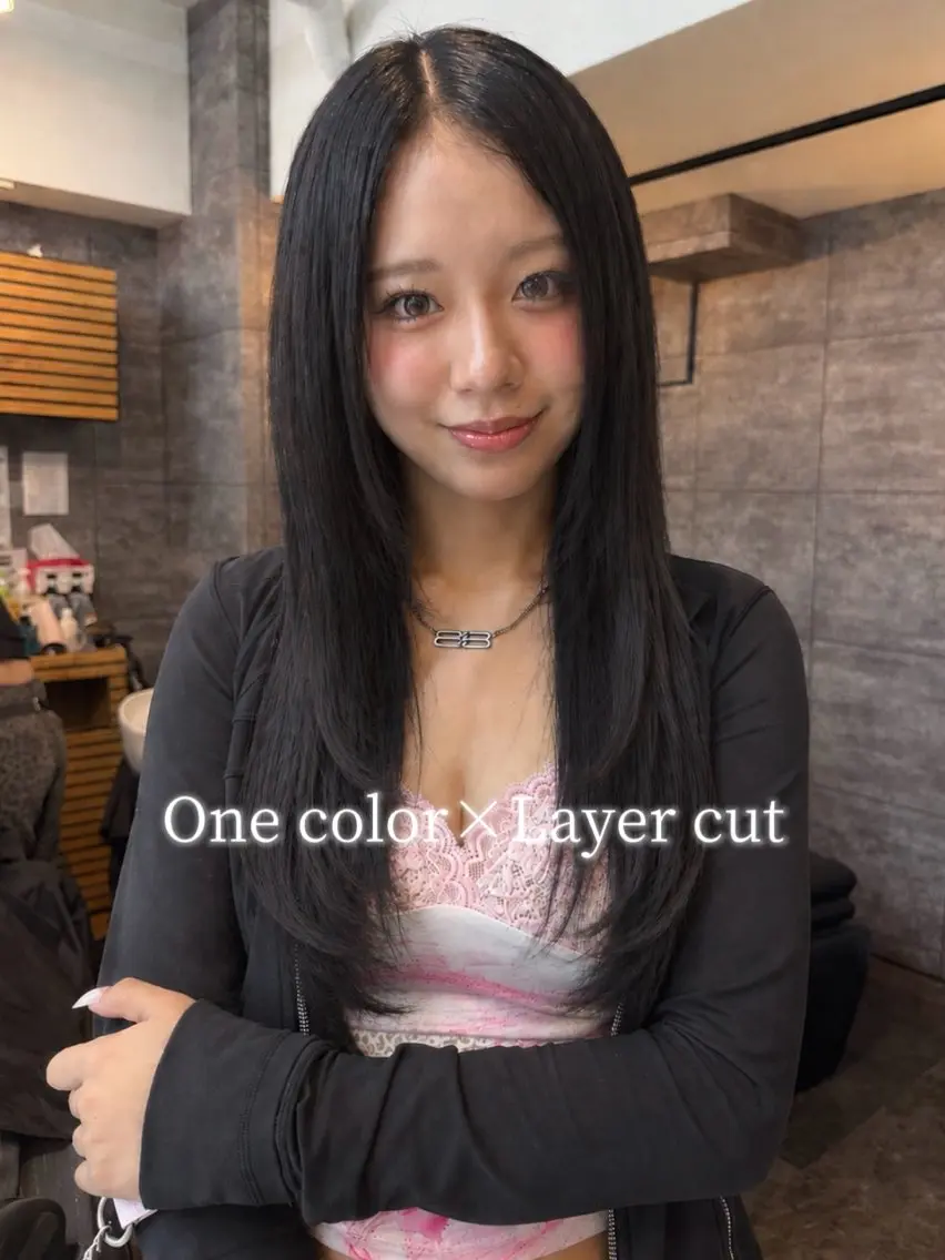 🖤韓国風艶髪ワンカラー🖤+✂️レイヤーカット✂️1step treatmentつき🫧の写真