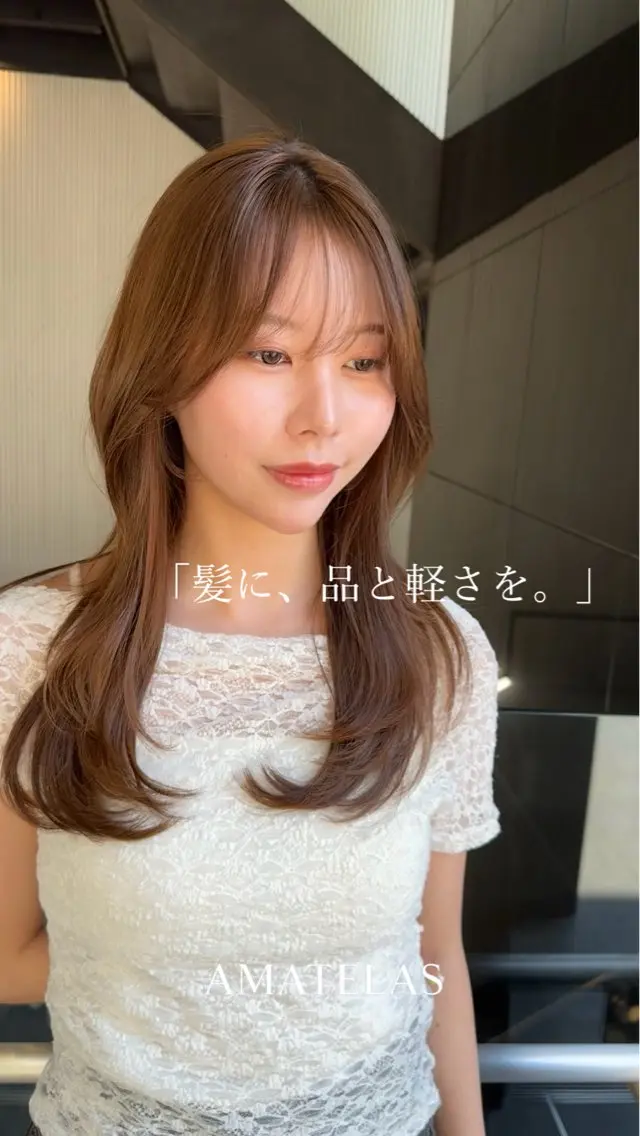 セミロング くびれヘア くびれレイヤー レイヤーカット カット ヘアカラー トリートメント レイヤー×髪質改善 ×透明感/杉田 圭のヘアスタイル
