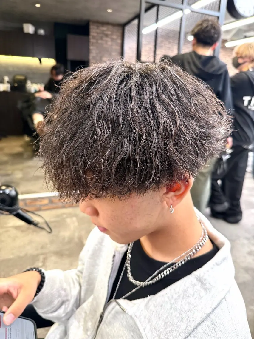 ショート カラー パーマ ヘアアレンジ メンズ キッズ メンズパーマ 小顔カット ニュアンスパーマ メンズ特化/カラー /せなのヘアスタイル