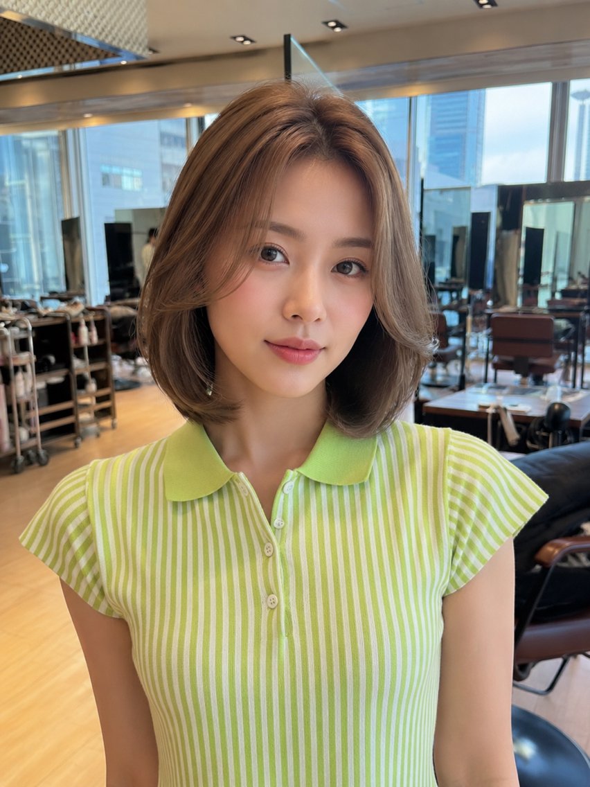 ミディアム カラー ボブレイヤー ボブ レイヤーカット カット ヘアカラー トリートメント SHION/銀座 まとまるカット🩵のヘアスタイル
