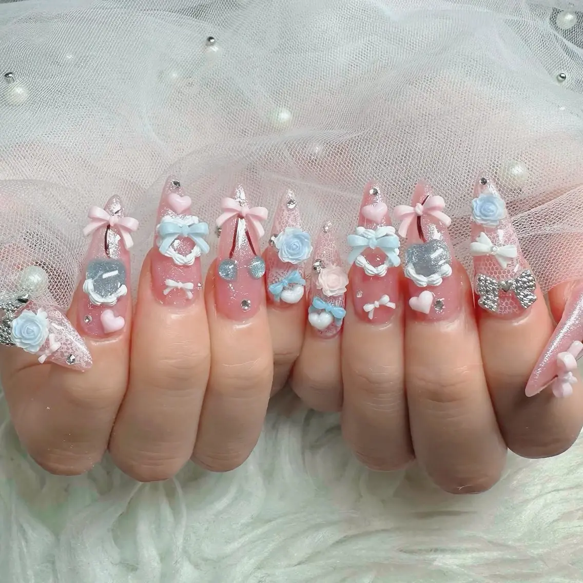 ネイル フットネイル フレンチネイル グラデーション 韓国ネイル ロングネイル ハンドネイル Hani Nail Salonのネイルデザイン