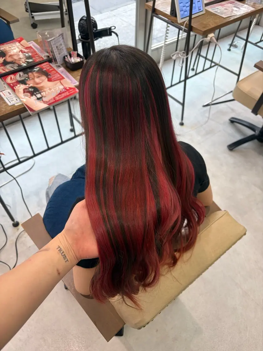 ロング カラー カット ヘアカラー トリートメント ブリーチなしwカラー /艶カラー/oukaのヘアスタイル