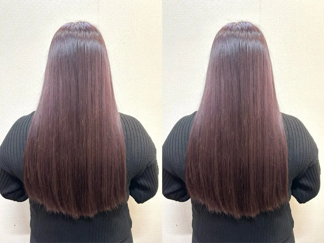 ロング パープルカラー ロング カット ヘアカラー 2ヵ月先までまとまる レイヤー🫧若葉🪞のヘアスタイル