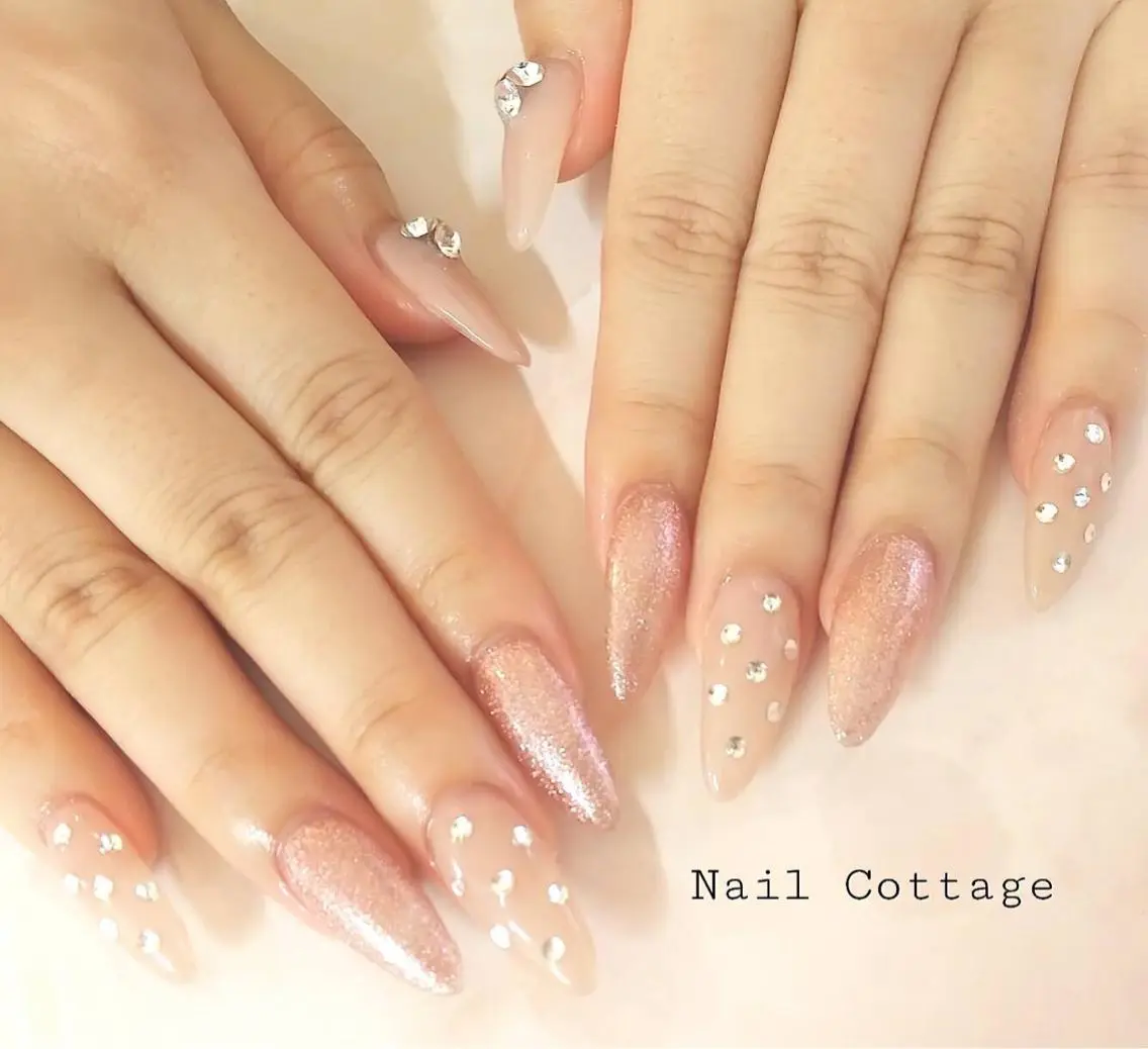 ネイル アートネイル ハート キラキラネイル 韓国ネイル Nail cottageのネイルデザイン