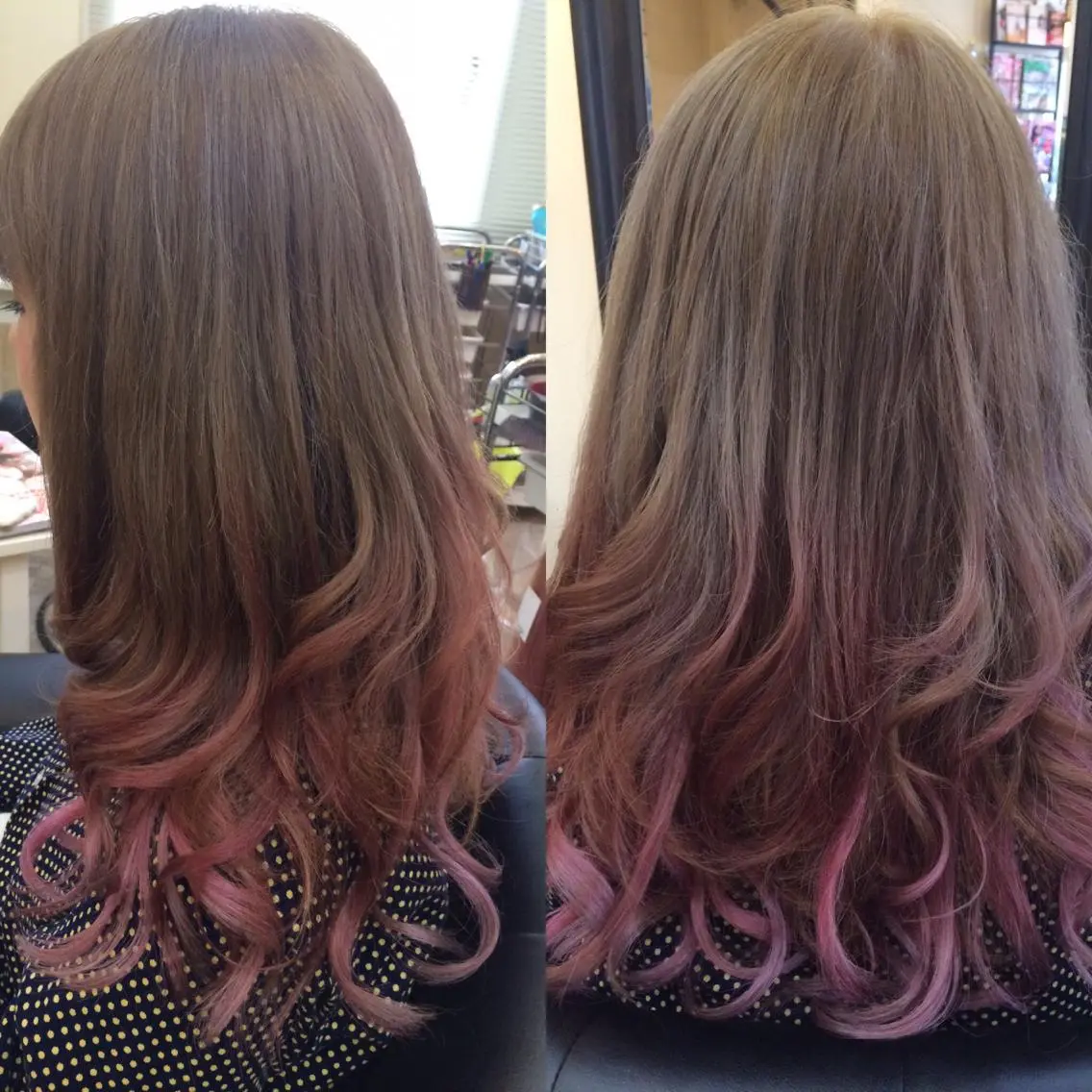 セミロング ロング カラー グラデーションカラー ピンクカラー 鶴見 和美のヘアスタイル