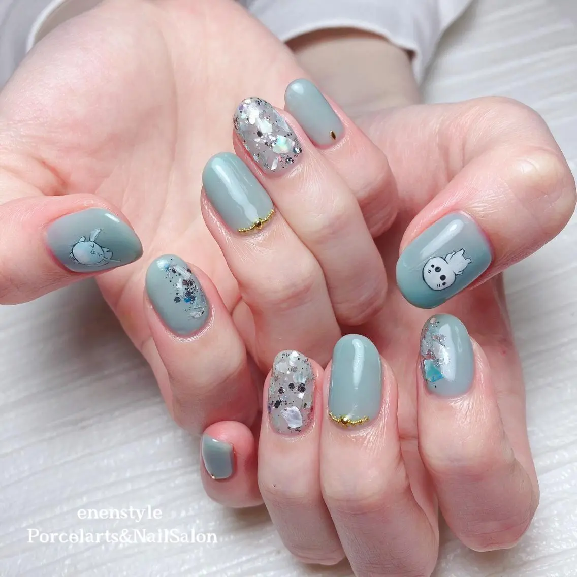 ミディアム ネイル 🐾enen style 🐾のネイルデザイン