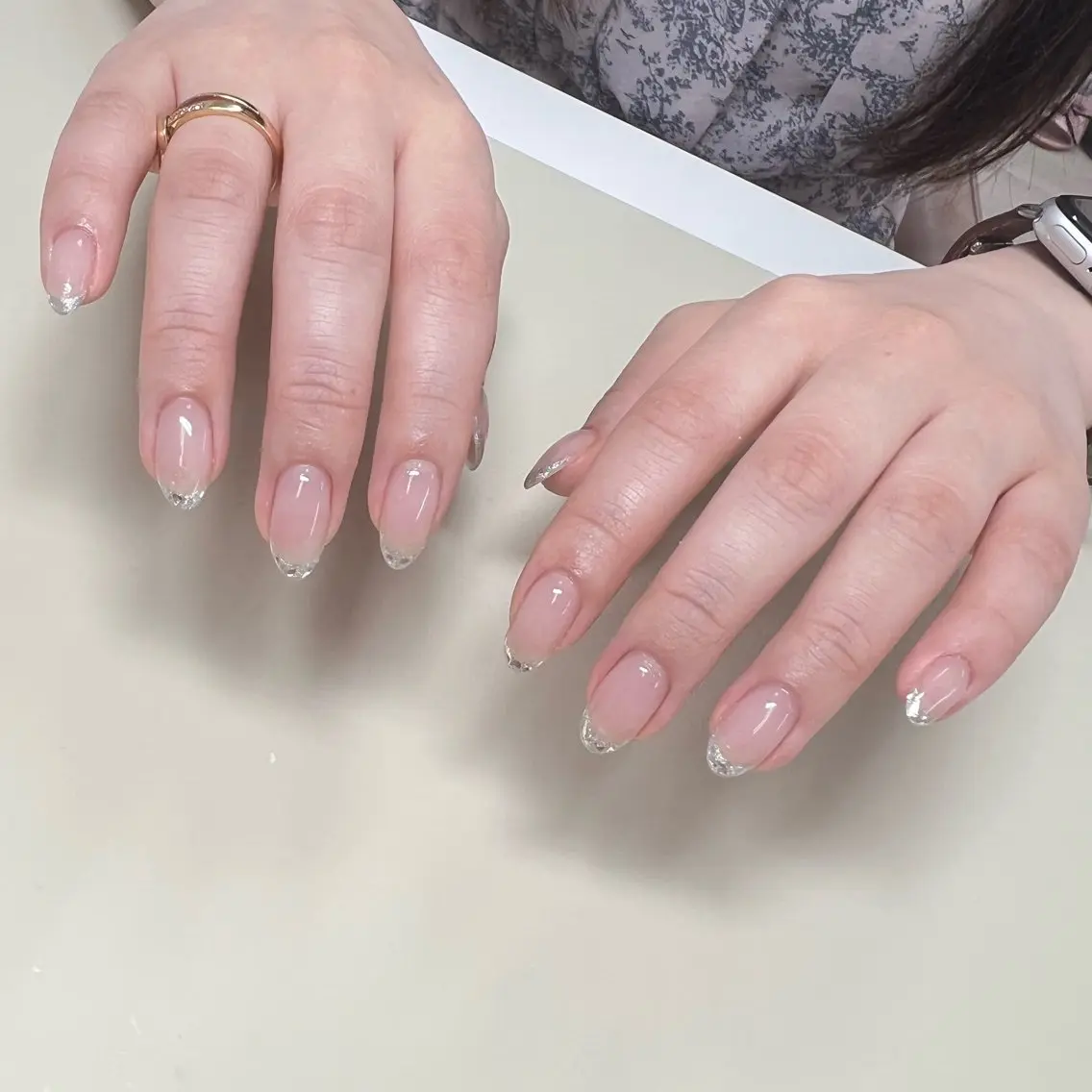 ネイル フレンチネイル ガラスフレンチ Lumiereva nail salonのネイルデザイン