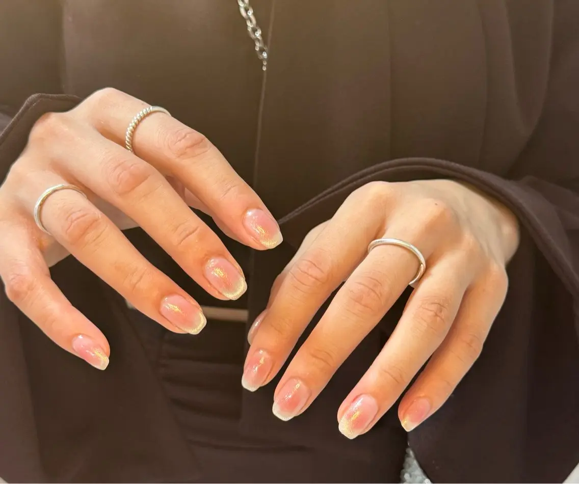 ネイル アートネイル オーロラネイル チークネイル フレンチネイル ガラスフレンチ ハンドネイル 🎀🎀YooLi Nail Salonのネイルデザイン