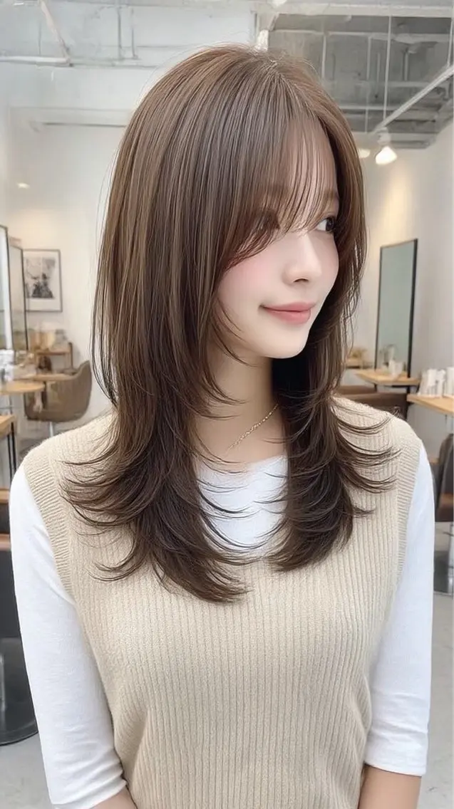 ロング 縮毛矯正 絶対綺麗な暖色カラー 🎯あります✨増渕✨のヘアスタイル