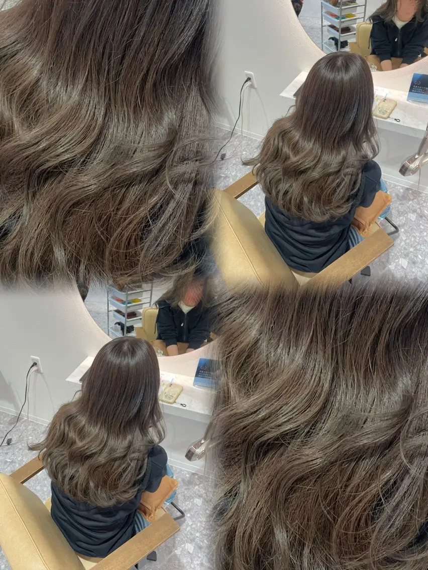 ロング カラー グレージュ オリーブグレージュ オリーブグレー ヘアカラー オリーブカラー/ 縮毛矯正 マナミ🎀のヘアスタイル
