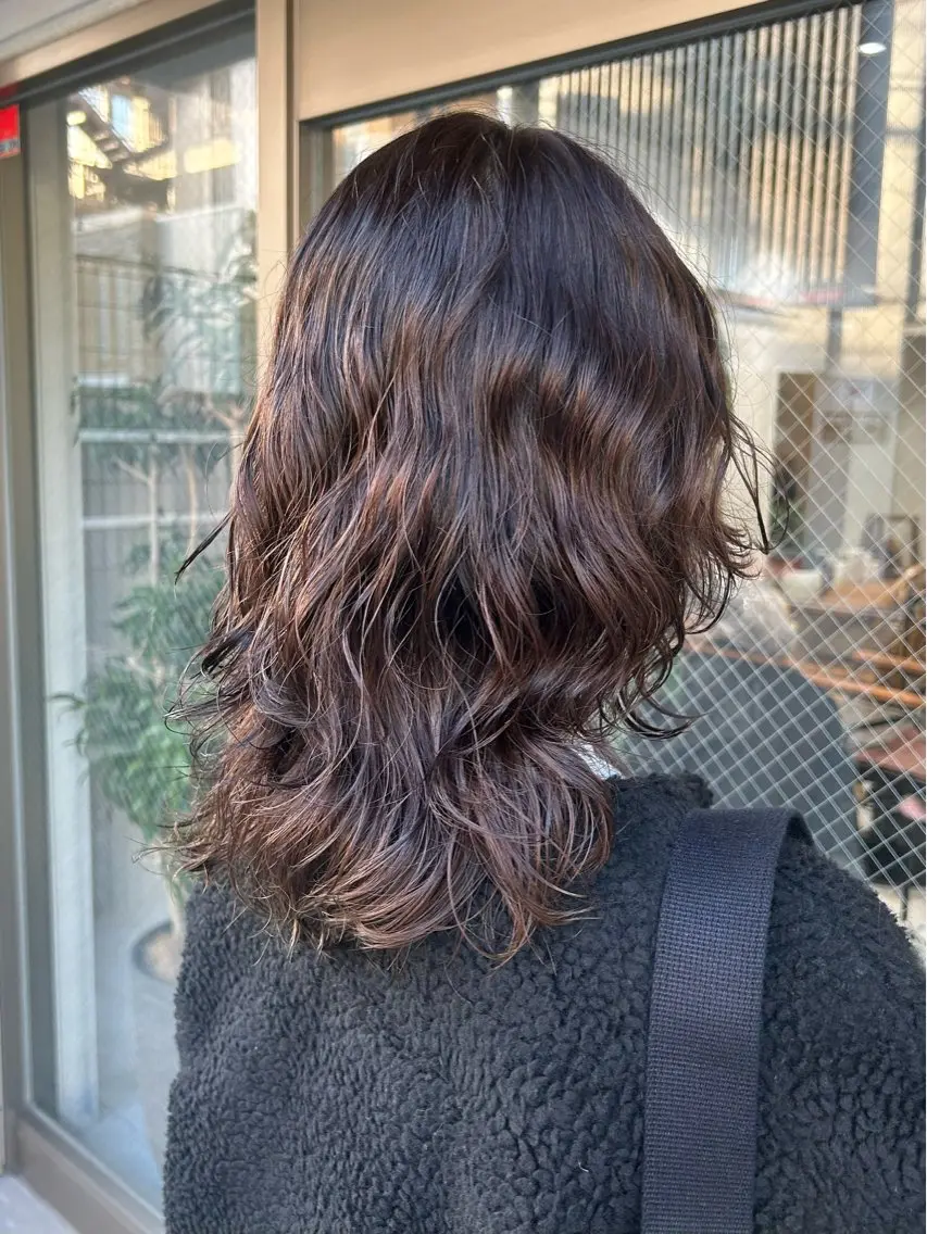 ミディアム パーマ カット パーマ トリートメント ヘアセット 🌷横浜/レイヤー /艶カラー🌷のヘアスタイル