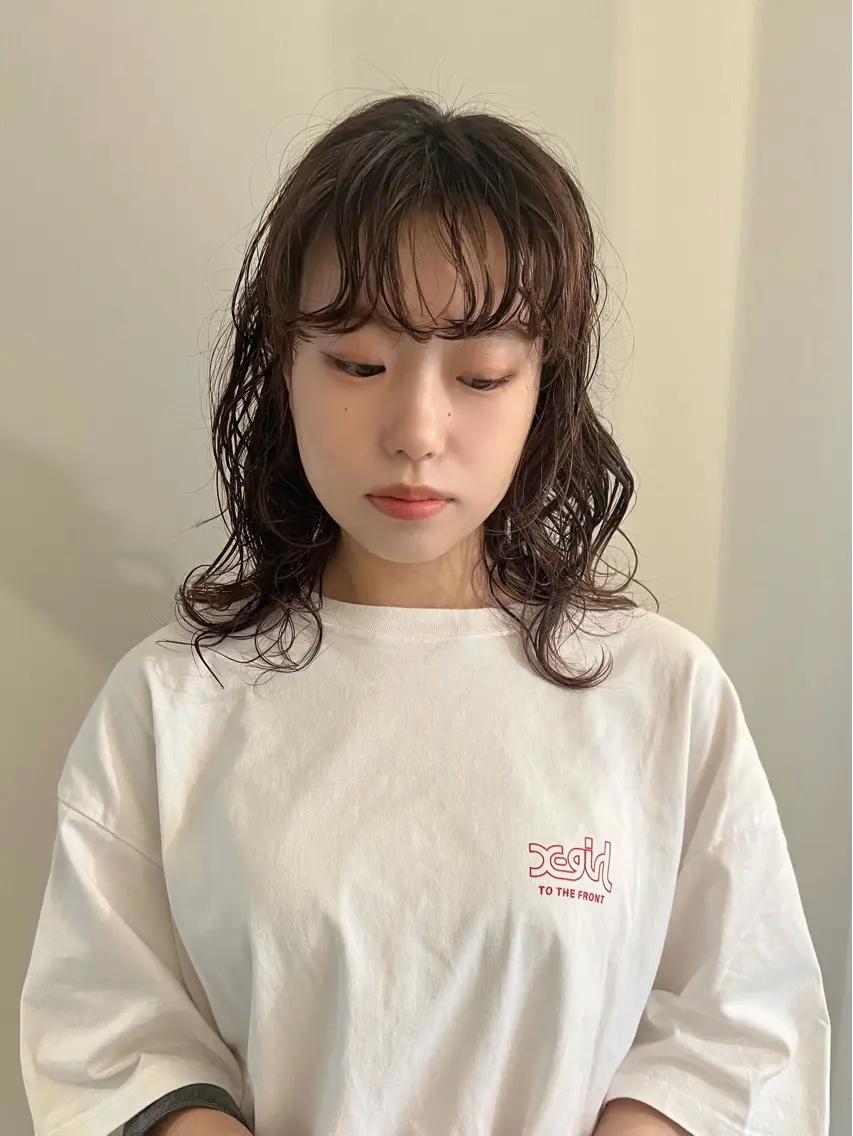 セミロング パーマ セミロングパーマ カット パーマ 工藤 梨花のヘアスタイル