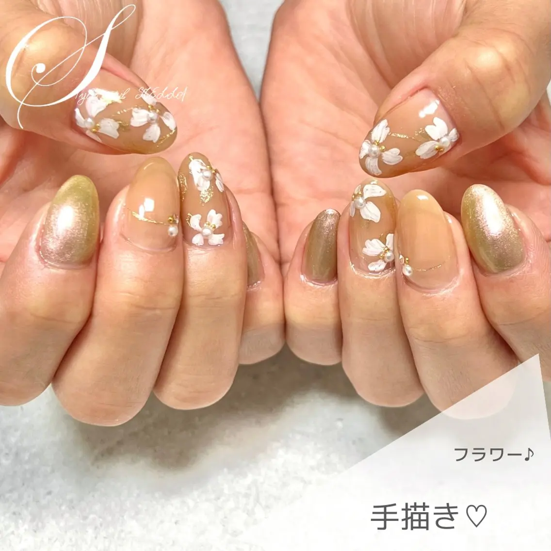 ネイル アートネイル フラワーネイル ハンドネイル ステラ marikominoのネイルデザイン