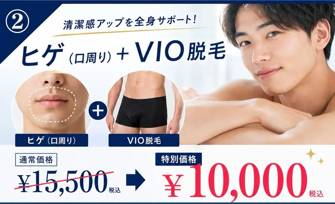 【男性限定】清潔感アップ!ヒゲ+VIO脱毛セットの写真