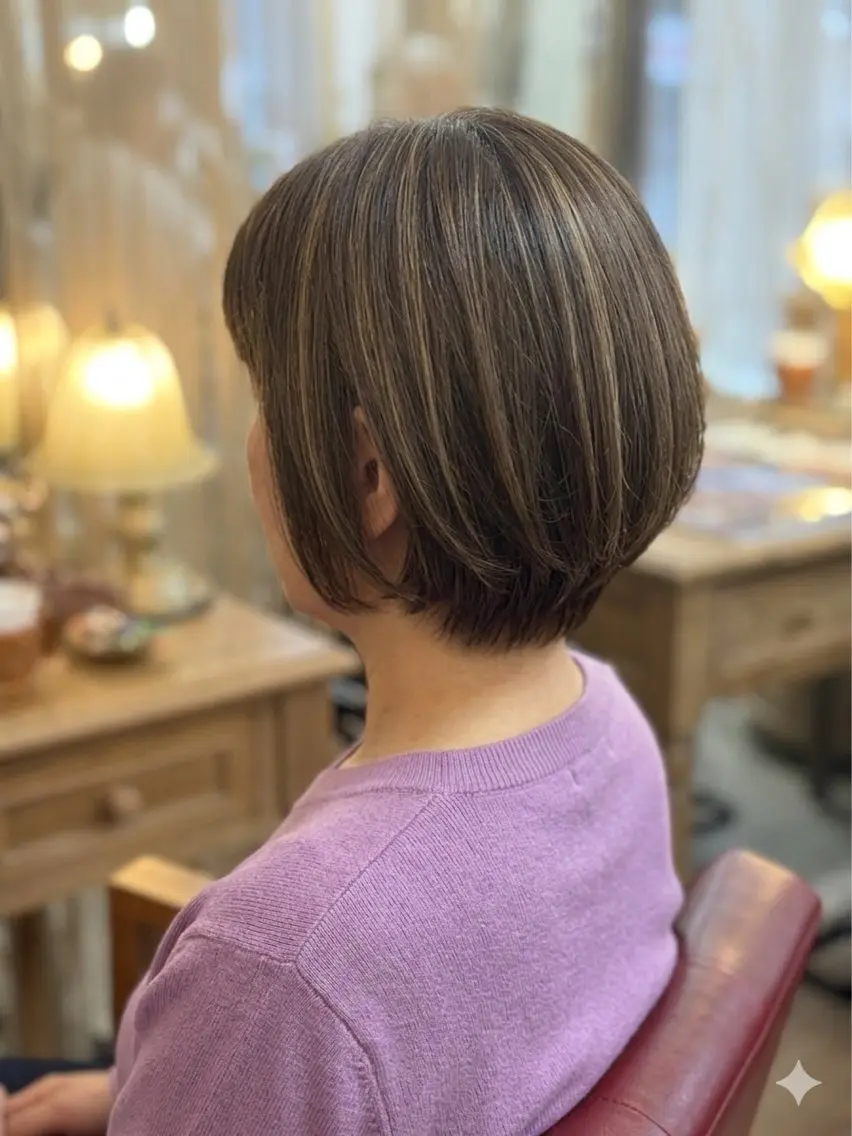 ショート ハイライト ヘアカラー 新宿御苑/艶髪カラー 髪質改善/山口のヘアスタイル