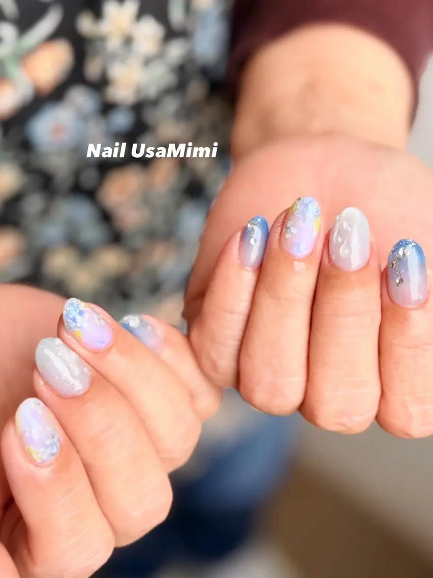 ネイル アートネイル ジェルネイル キラキラネイル オフィスネイル 春ネイル ハンドネイル Nail Usa Mimi ASAKOのネイルデザイン