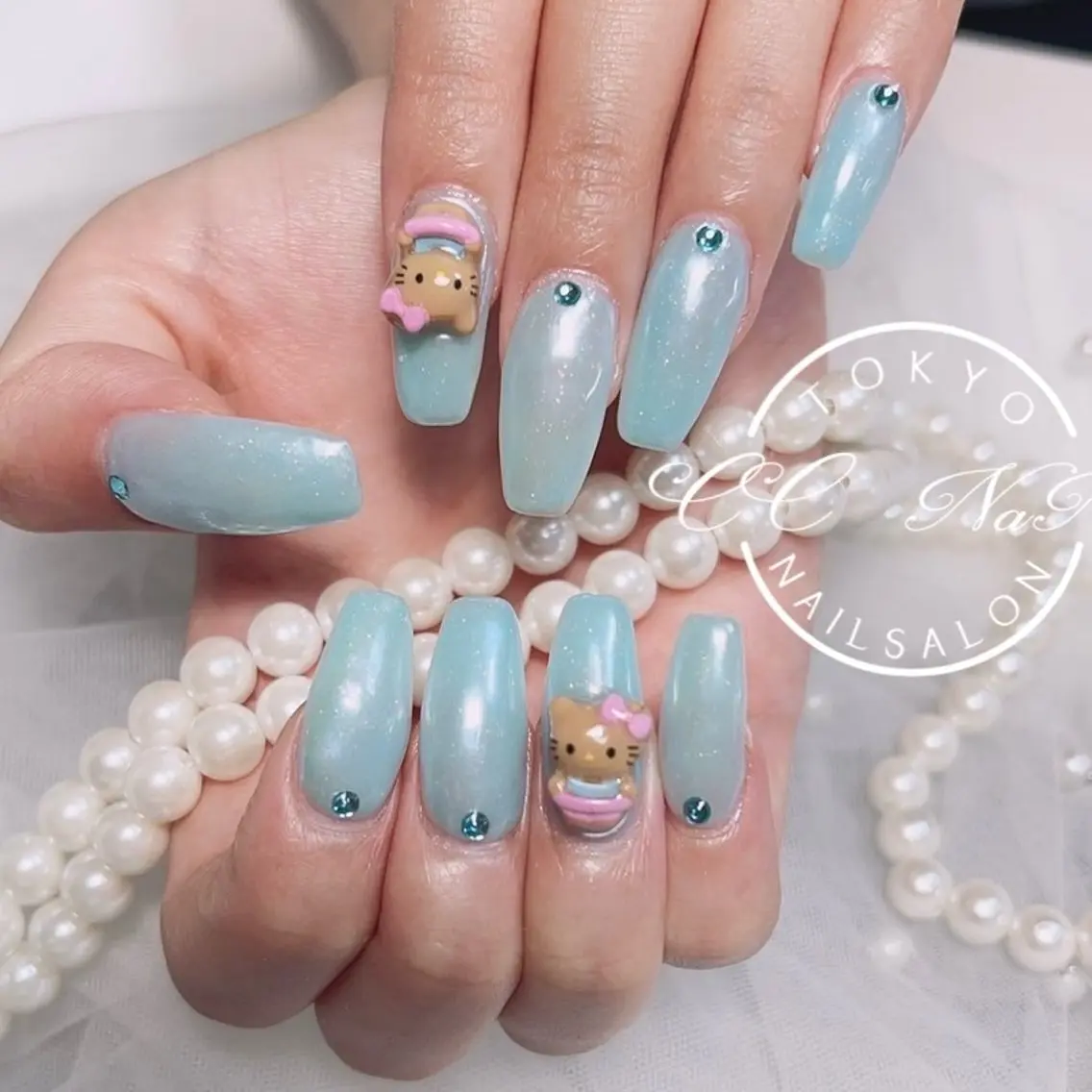 ネイル スカルプネイル 夏ネイル ハンドネイル 💎CC・NaNa 韓国風ネイル🌙Cのネイルデザイン