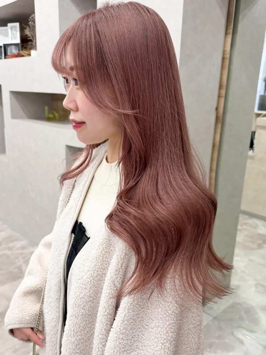セミロング カラー ベージュカラー ブリーチ ブラウンカラー 透明感カラー ピンクカラー ヘアカラー ブリーチ/ベージュ 💕/momoaのヘアスタイル