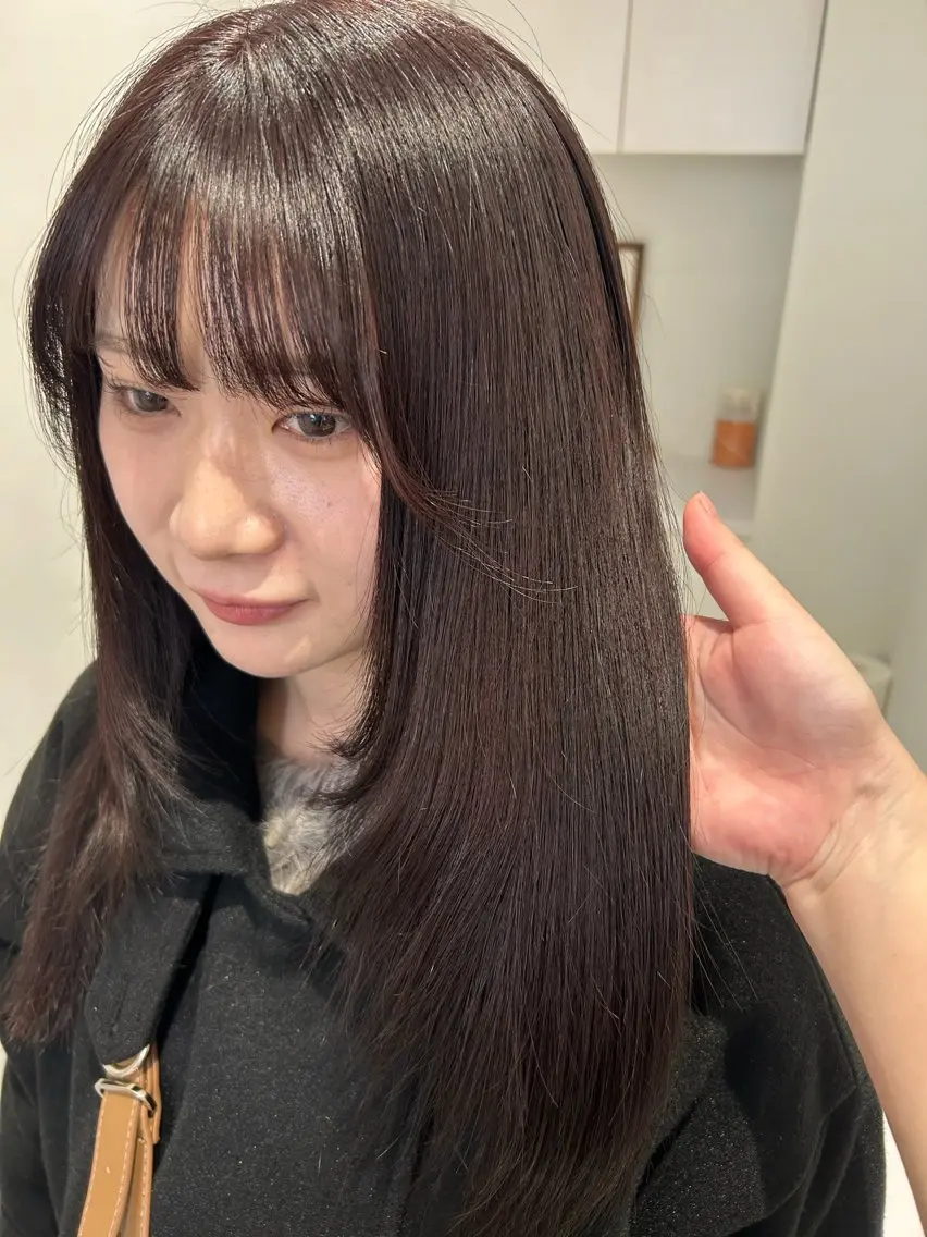 セミロング ヘアカラー トリートメント ハルカ 縮毛矯正🧤 レイヤーモデル募集のヘアスタイル