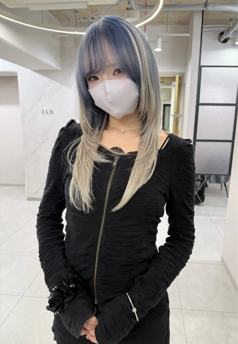 ロング エクステ ハッシュカット レイヤーカット カット ヘアカラー エクステ TAIRA横浜ウルフ 🐺デザインカラーのヘアスタイル
