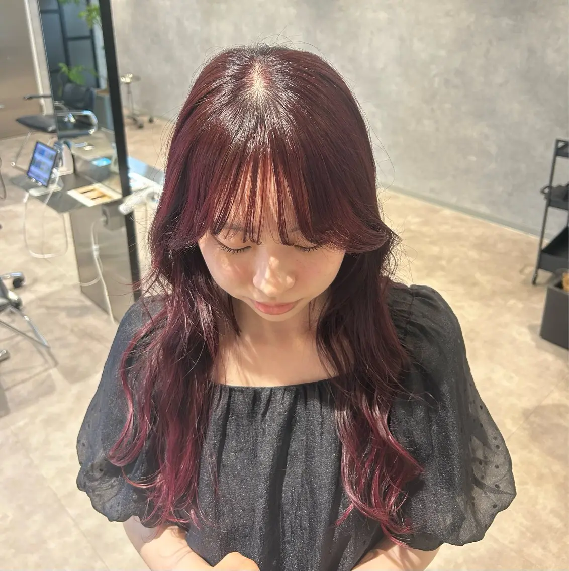 カラー レッドカラー ⭐️HEDI YUKI⭐️のヘアスタイル